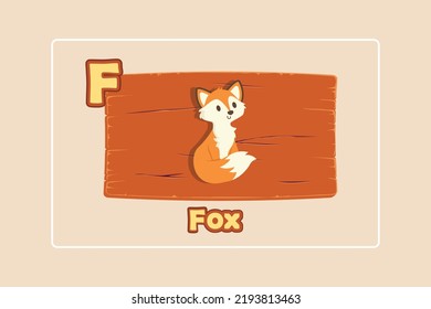Animal alphabet letter F. English alphabet with cute animal concept. Vector illustration.