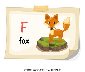 animal alphabet letter F for fox illustration vector