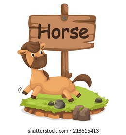 animal alphabet letter H for horse illustration vector