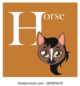 Animal alphabet letter H ( Horse )