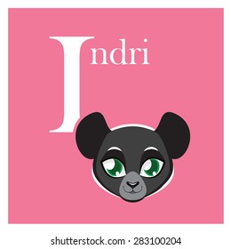 Animal alphabet letter I ( Indri )