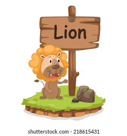 animal alphabet letter L for lion illustration vector