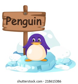 animal alphabet letter P for penguin illustration vector