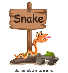 animal alphabet letter S for snake illustration vector