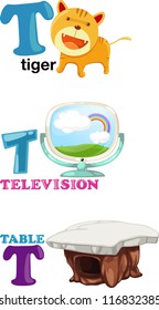 Animal alphabet letter - T