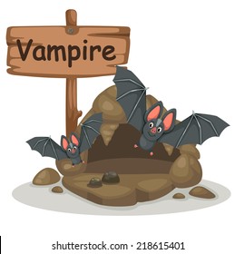 animal alphabet letter V for vampire illustration vector
