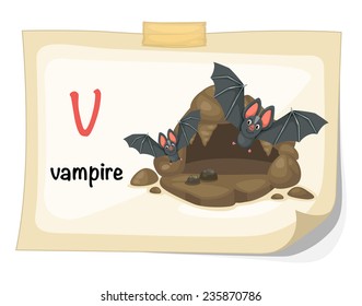 animal alphabet letter V for vampire illustration vector