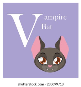 Animal alphabet letter V ( Vampire Bat )