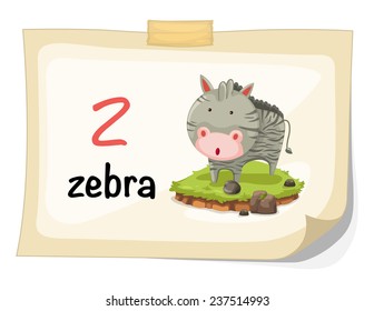 animal alphabet letter Z for zebra illustration vector