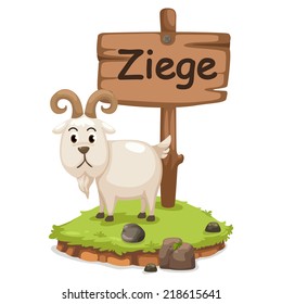 animal alphabet letter z for ziege illustration vector