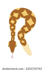 Animal alphabet. Letters with cartoon cute animals isolated on white background. R for Rattlesnake