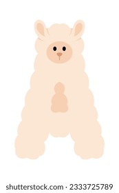 Animal alphabet. Letters with cartoon cute animals isolated on white background. A for alpaca