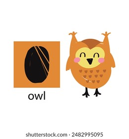 Animal alphabet letters. Cute baby animal letter O with owl. English alphabet for kids. animal cartoon character. Educational flat vector illustration.