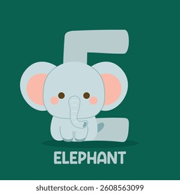 Animal alphabet Letters from E Elephant Cartoon cute animals