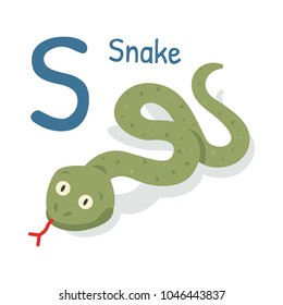 animal alphabet - S for Snake.
funny snake illustration.
100% vector