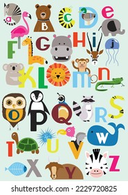 Animal alphabet for school learning 