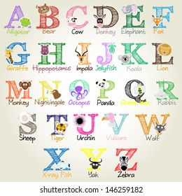 Animal Alphabet - Vector Illustration EPS10