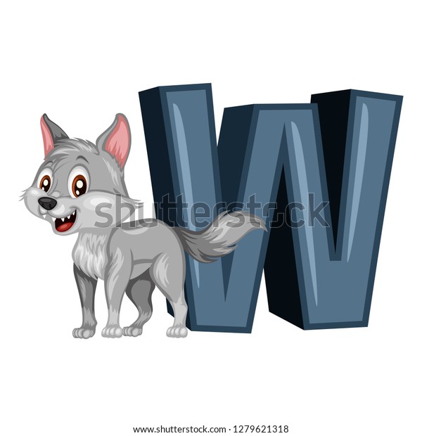 Animal Alphabet W Wolf Vector Illustration Stock Vector (Royalty Free ...