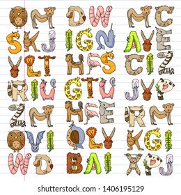 Animal Alphabet Zoo Alphabet Letters Z Stock Vector (Royalty Free ...