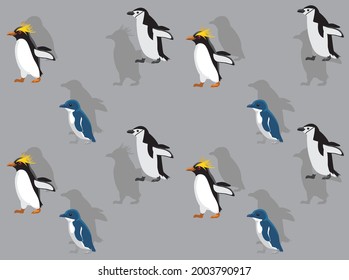 Animal Animation Penguin Macaroni Little Chinstrap Cartoon Vector Seamless Wallpaper