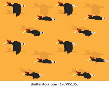 Animal Animation Rhinoceros Hornbill Cartoon Vector Seamless Wallpaper