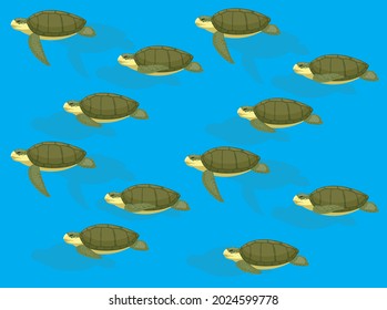 Animal Animation Sea Turtle Kemp's Ridley Vector Seamless Wallpaper