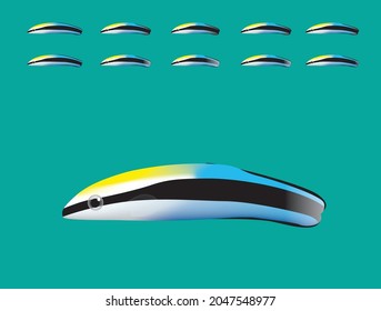 Animal Animation Sequence Bluestreak Cleaner Wrasse Swimming Cartoon Vector