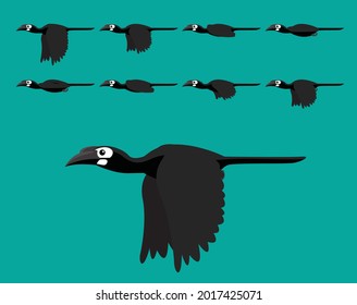 Secuencia de Animación Animal Bushy Crested Hornbill Vector De Caricatura Volador