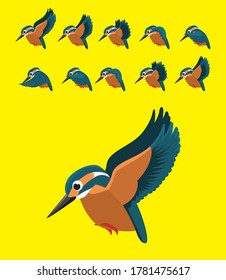 Animal Animation Sequence Common Kingfisher Flying Cartoon Vector