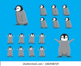 Animal Animation Sequence Cute Baby Penguin Walking Cartoon Vector