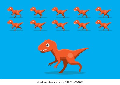 Animal Animation Sequence Dinosaur Allosaurus Running Cartoon Vector