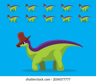 Animal Animation Sequence Dinosaur Lambeosaurus Walking Cartoon Vector