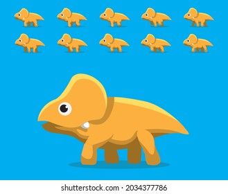 Animal Animation Sequence Dinosaur Protoceratops Walking Cartoon Vector