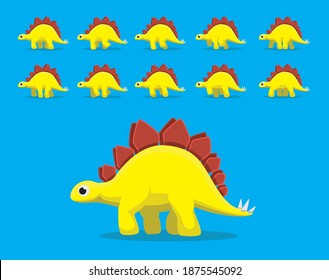 Animal Animation Sequence Dinosaur Stegosaurus Walking Cartoon Vector