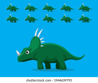 Animal Animation Sequence Dinosaur Styracosaurus Walking Cartoon Vector