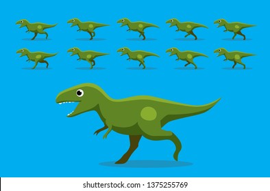 Animal Animation Sequence Dinosaur T-Rex Running Cartoon Vector