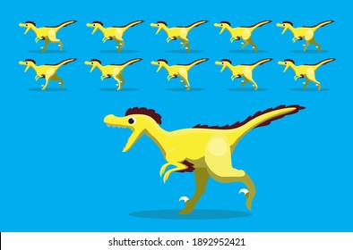 Animal Animence Sequence Dinosaurier Velociraptor Running Cartoon Vector