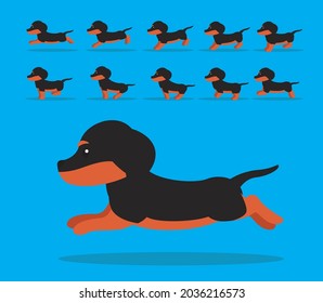 Animal Animation Sequence Dog Dachshund Black Bicolor Coat Cartoon Vector