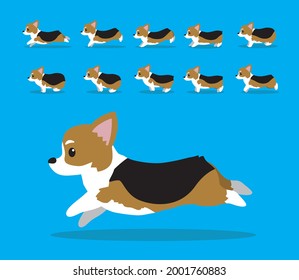 Animal Animation Sequence Dog Pembroke Welsh Corgi Cartoon Vector Brown Black Bicolor