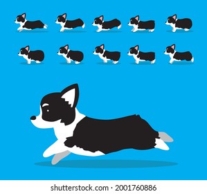Animal Animation Sequence Dog Pembroke Welsh Corgi Cartoon Vector Black Coat