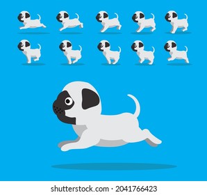 Tieranimationssequenz Hund Pug Cartoon, Vektorweiß