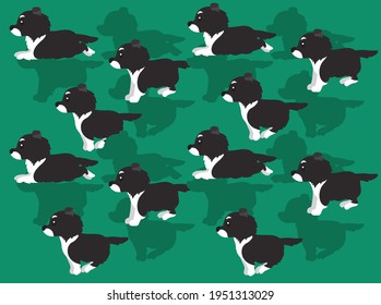 Animal Animation Sequence Dog Running Shelties Shetland Sheepdog Cartoon Vector Seamless Wallpaper