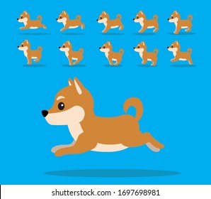 Animal Animation Sequence Dog Shiba Inu Cartoon Vector