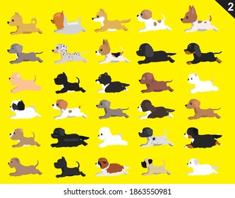 Animal Animation Sequence Dog Various Breeds Set 2 Cartoon Vector