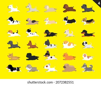 Animal Animation Sequence Dog Various Breeds Set 4 Cartoon Vector
