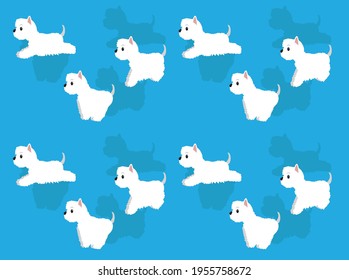 Animal Animation Sequence Dog West Highland White Terrier Cartoon Vector Seamless Wallpaper