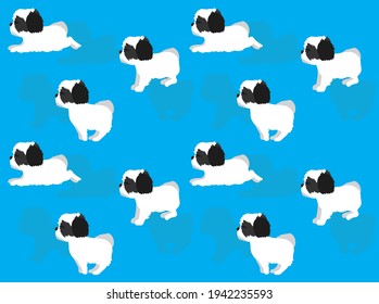 Animal Animation Sequence Havanese Walking Cartoon Vector Seamless Wallpaper