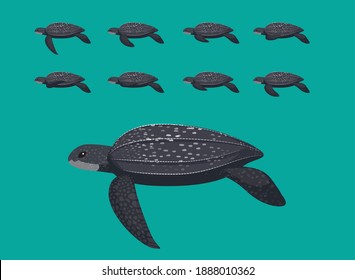 Animal Animation Sequence Leatherback Sea Turtle Cartoon Vector