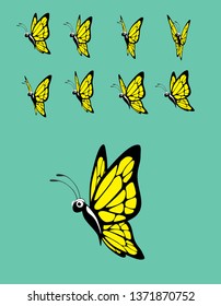 Animal Animation Sequence Monarch Butterfly Flying Cartoon Vector