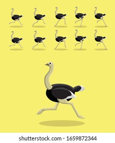 Animal Animation Sequence Ostrich Running Cartoon Vector